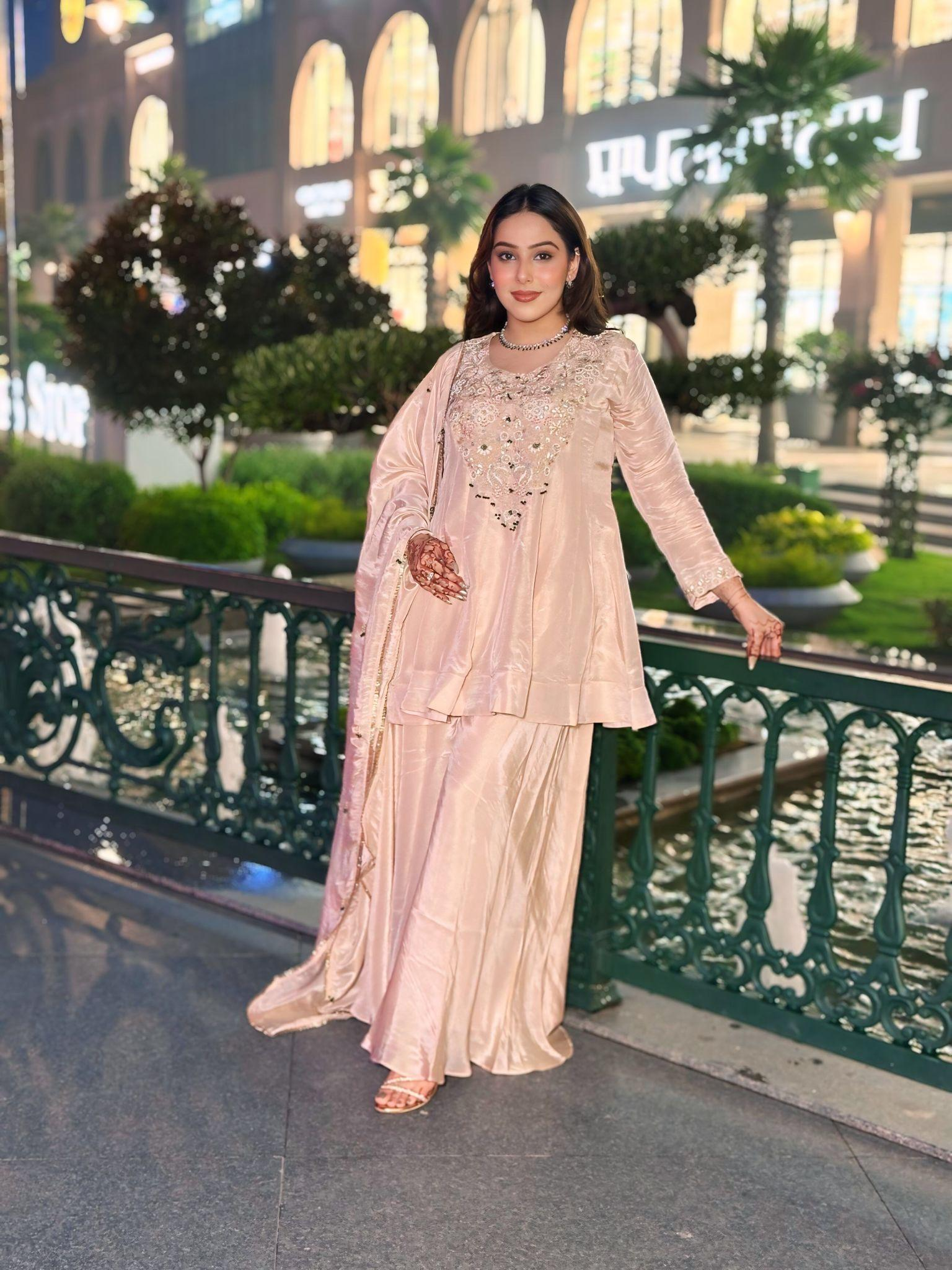 Abhiriti blush embroidered co-ord set